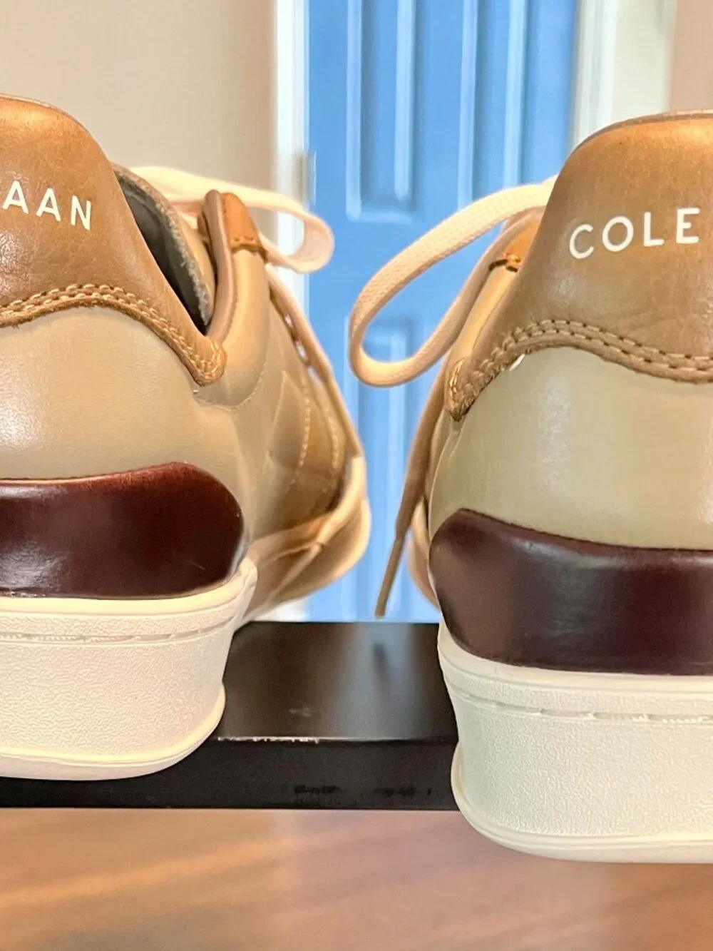 Cole Haan GrandPro Breakaway Sneakers Quilted Beige & Black Toe Leather 9.5M